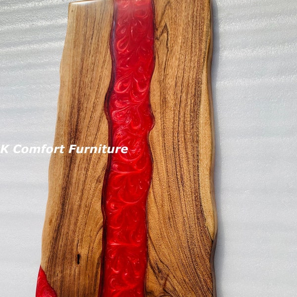 Red luxury epoxy Table, Live Edge Table , Epoxy River table ,Natural Wood , Red Dining table,Epoxy Table, Red Resin Table, Kitchen table top