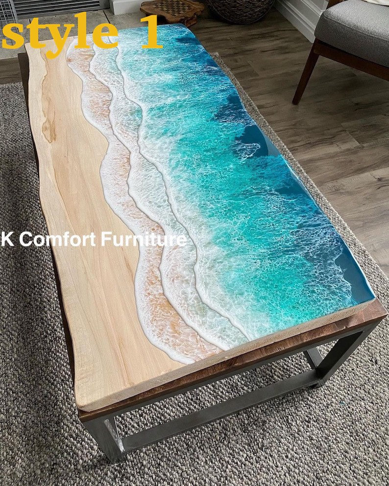 Beach themed cheap epoxy table