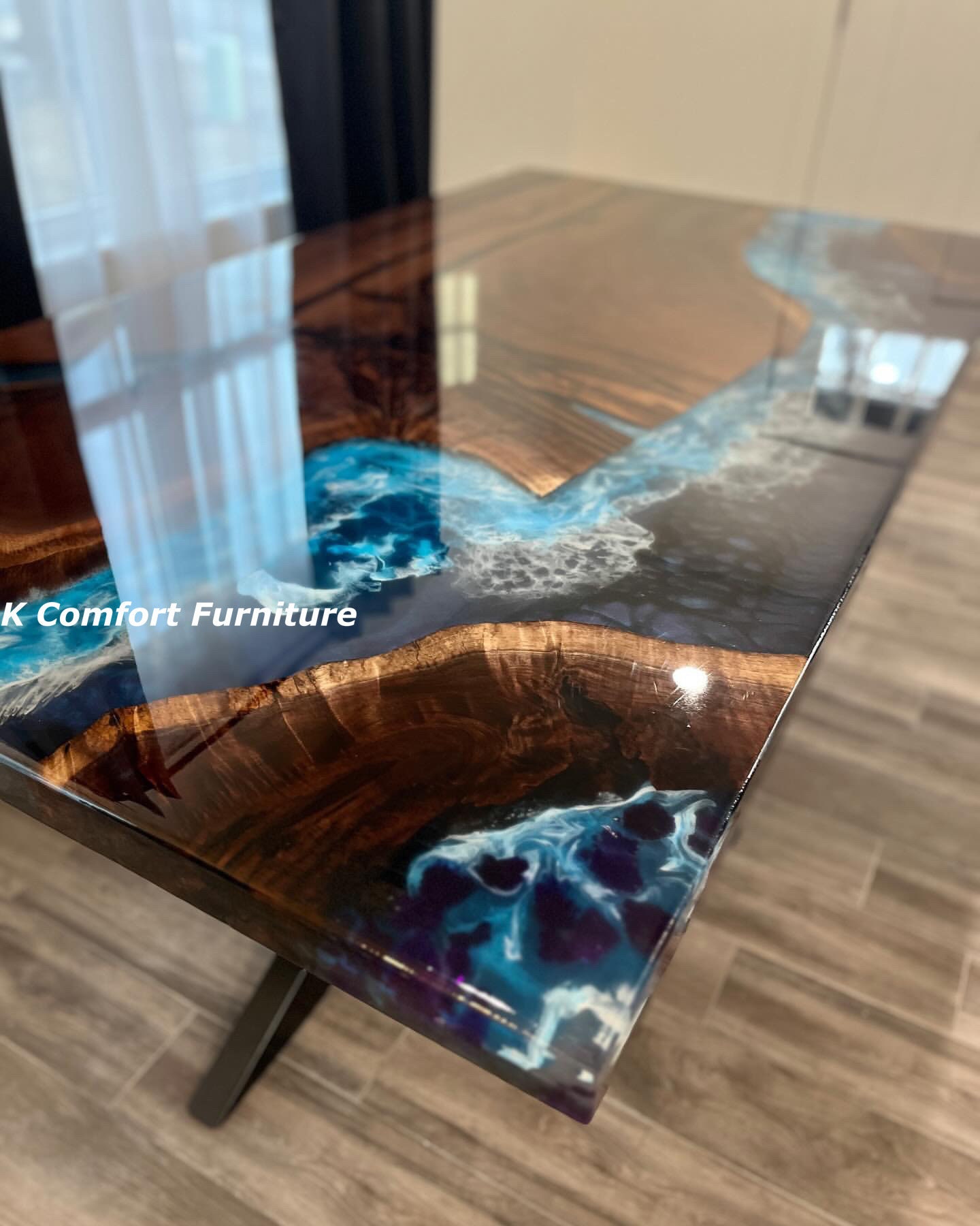 Blue Ocean Epoxy Table, Live Edge Acacia Wood Coffee Table - Etsy