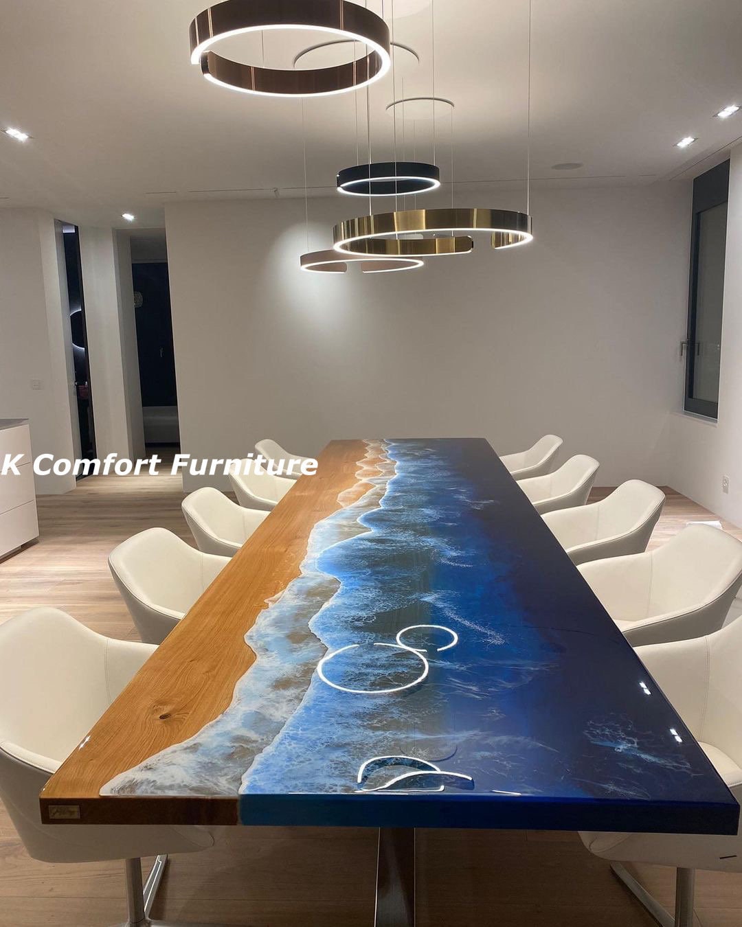 Ocean Epoxy Table/ Live Edge Wooden Table/ Epoxy Waves Table/ Natural ...