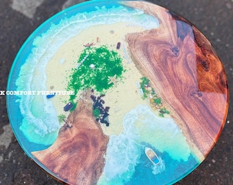 Sea waves Epoxy Table / Live Edge Wooden Table/ Epoxy Ocean River Table/ Natural Wood Dining Table/ Custom Handmade Table/ Coffee Table Top