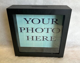 Personalised / Customised Photo Money Bank Box / Black