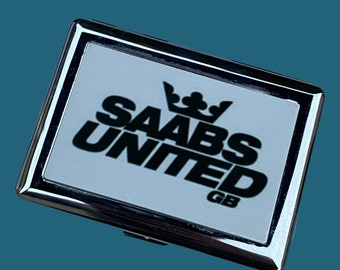 Saabs United GB, SUGB Dubbelzijdig sigarettenkoker / bankkaarthouder / visitekaartjeshouder klein