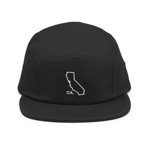 California State Outline Five Panel Hat | Embroidered CA Acronym | Unique Gift for Californians
