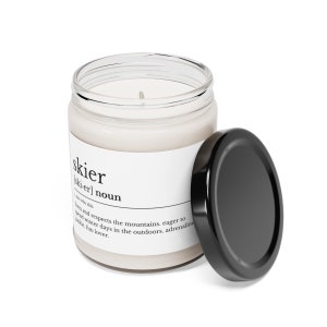 Définition de la bougie « skieur » | Bougie de soja parfumée | Cadeaux pour les skieurs, le ski, les cadeaux de ski et les rembourrages de bas |