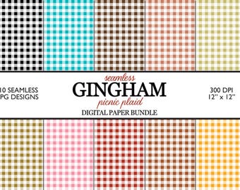 Digitalt ginghampapper, ginghamklippbokspapper, gingham-JPG, digitalt papperspaket, sömlös gingham, ginghammönster, Cottagecore-papper