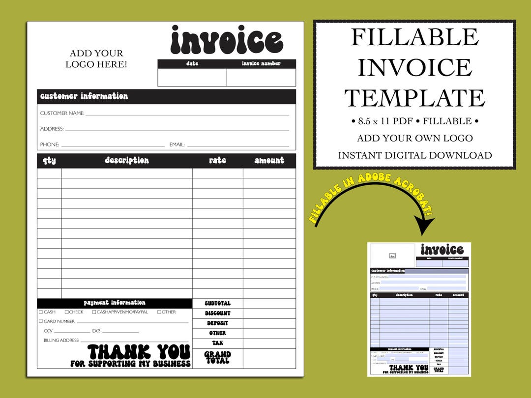 Invoice File.pdf Fillable Invoice Template PDF, Invoice PDF for Small Business, Business ...