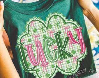 St Patrick’s Day PNG, Preppy Lucky Shamrock Graphic, Retro Coquette St Patrick's Day Png, Irish Sublimation Digital Download