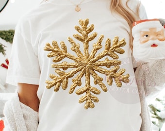 Gold Crochet Snowflake PNG, Yarn Style Handmade Christmas Element, Knitted Winter Ornament Clipart, Cozy Holiday Decoration Design