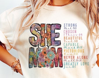She is Mom png, She is Strong png, Bible Verse, Mom sublimation png, Empowered Women, Strong Mom png, Christian Mom png, Mother's Day png