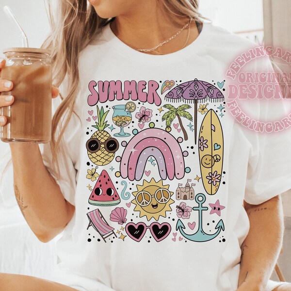 Groovy Summer sublimation, Retro Summer png, Summer png, Groovy png, Beach png, Beach Life, Summer designs download, Trendy 2024 Summer