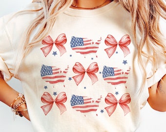 Coquette American Flag Png, Coquette Bow Png, 4th of July Sublimation ...