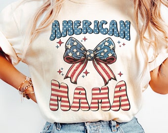 Retro American Mama png, American Bow png, 4th Of July sublimation designs, America png, Mom png, Mama png, Retro America png, Freedom png