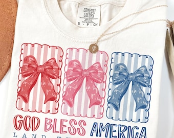Lazo PNG "Dios bendiga a Estados Unidos", sublimación coqueta del 4 de julio, diseño patriótico preppy de EE. UU., diseño de camiseta con lazo rojo, blanco y azul, descarga digital