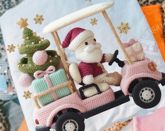 Coquette Realistic Yarn Santa PNG, Faux Yarn Christmas, Crochet Christmas Santa Png, Pink Cute Santa Png, Xmas Tree, Handmade Holiday PNG,