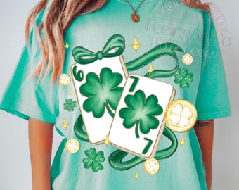 Preppy Six Seven St Patricks PNG, Dice 6 7, Funny Coquette St Patricks Shirt Design, Playing Cards St Pattys PNG Download