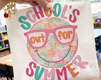 School's Out For Summer PNG, Teacher Summer Break Shirt Design, Last Day Of School Teacher Graphic