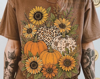 Floral Pumpkin PNG Fall Shirt Design, Rustic Coquette Fall Aesthetic Sublimation, Leopard and Dotty Pumpkins for Autumn Vibes, Floral png