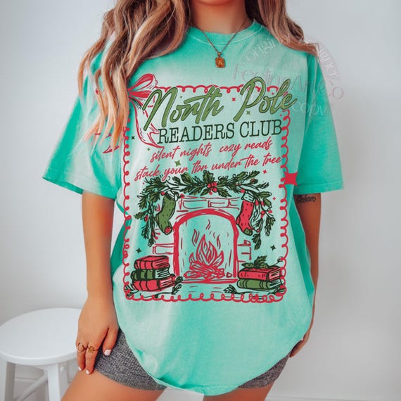 North Pole Readers Club PNG, Coquette Christmas Book Lover Holiday PNG, Cozy Reading Png, Christmas Sublimation, Christmas Bookish Design
