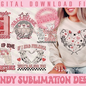 Retro Valentine Skeleton PNG Bundle, Valentines Sublimation Bundle ...