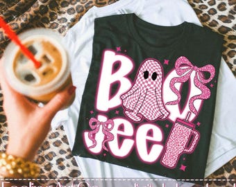 Boojee Ghost PNG, Pink Checkered Leopard Halloween Sublimation, Girly Bow Cute Ghost PNG, Boujee Halloween Design, Halloween Sublimation PNG