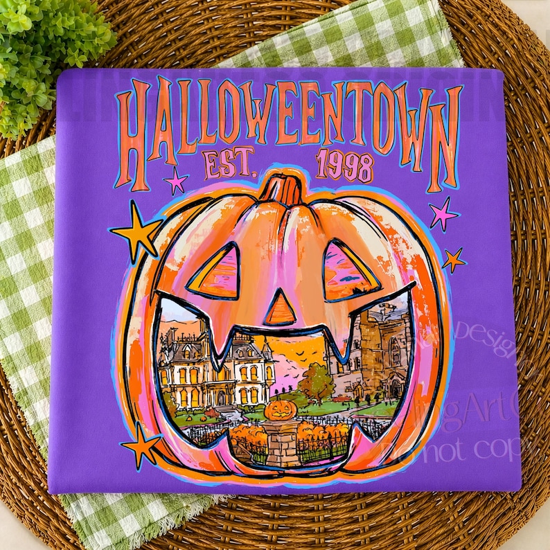 Halloween Pumpkin PNG, Retro Spooky Season Design, Preppy Jack O Lantern Graphic, Autumn Halloween Digital Download image 1