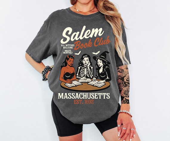 Witchy Book Club PNG, Spooky Girl Reading Png, Book Lover Halloween Design, Witches Salem Png, Salem, Massachusetts Halloween Design, Witch
