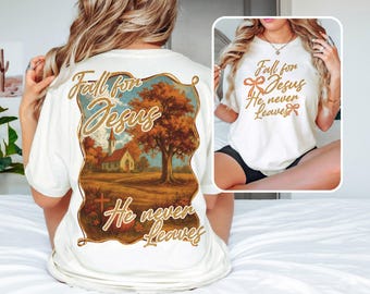 Herfst voor Jezus, hij gaat nooit weg png, christelijk herfstkerksublimatieontwerp, retro herfstshirt geloof, christelijke Jezus herfst, herfst png, herfst