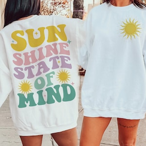 Sunshine State of Mind svg files, Retro summer svg, Summer png sublimation, Trendy summer svg, Sunshine svg, Wavy stacked summer designs