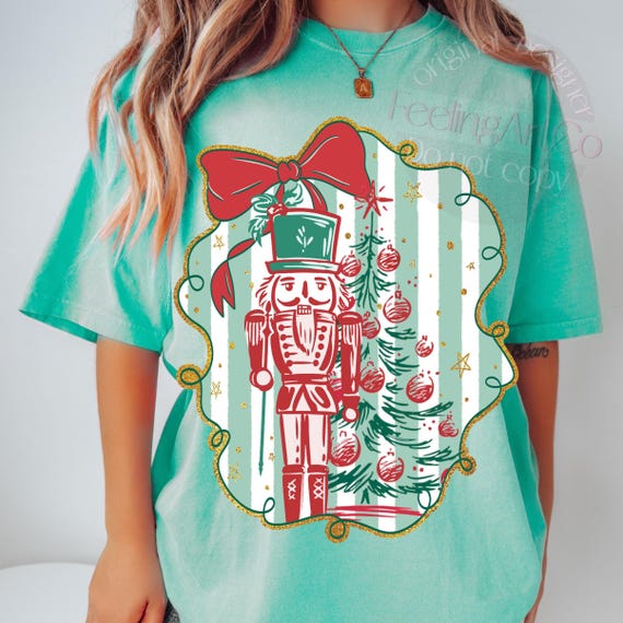 Preppy Nutcracker Christmas PNG, Vintage Christmas Tree PNG, Retro Christmas Png, Christmas Bow Sublimation PNG, Merry And Bright png