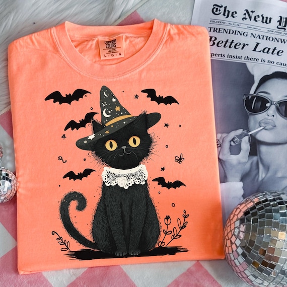 魔女っぽい黒猫PNG、かわいいハロウィン猫の昇華プリント