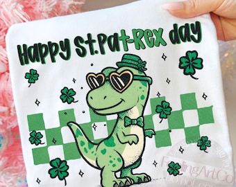 Happy St.Pat-Rex Day Png, St Patrick’s Day T Rex PNG, Funny Dino Shamrock Green Design, St.Patricks Png, Shamrock png