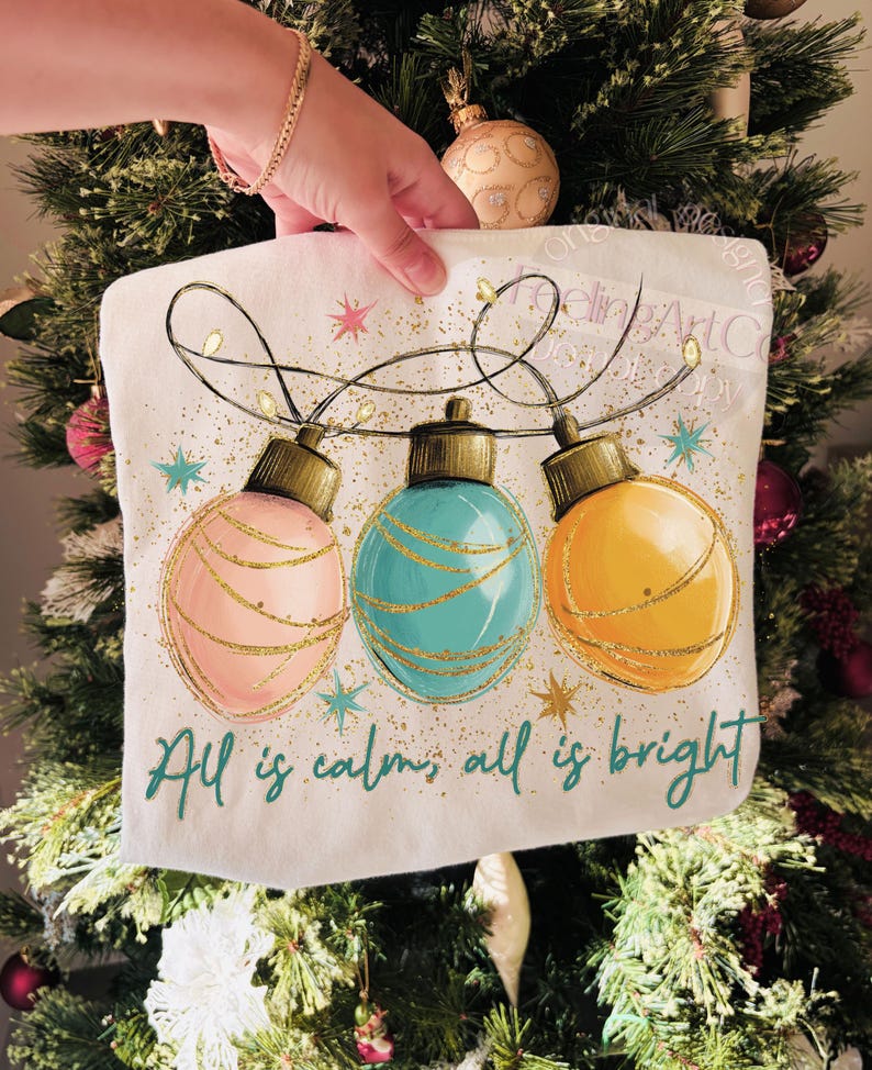All is Calm All is Bright PNG Retro Christmas Ornaments, Merry ...