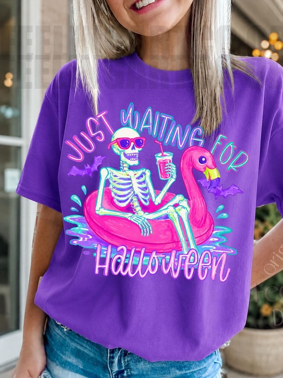 Summer Skeleton Flamingo Float PNG, Spooky Beach Halloween Design, Preppy Ghost Summer Shirt Graphic