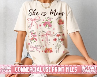 She is Mom Coquette Png, Christian Mama Png, Boho Floral Mama Png, Mom Png, Mother’s Day Gift Png, Wildflower Mama Png, Bible Verses Png
