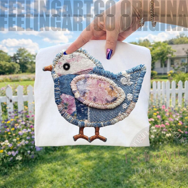 Easter Chick PNG Patchwork Fabric Applique Style Cute Handmade Textile ...