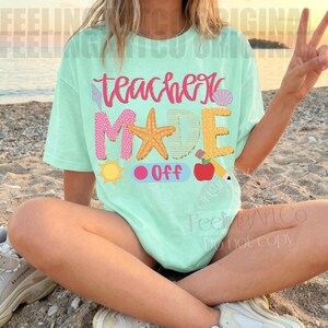 Modo profesor desactivado PNG, diseño de camiseta de vacaciones de verano para profesores, gráfico divertido de playa para profesores imagen 4