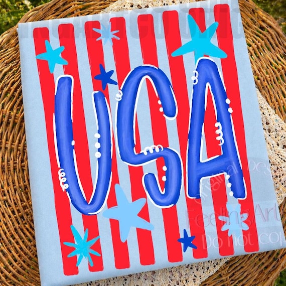 USA PNG for 4th of July Sublimation, Girly Patriotic Stripes Design, Stars and Stripes Digital Download