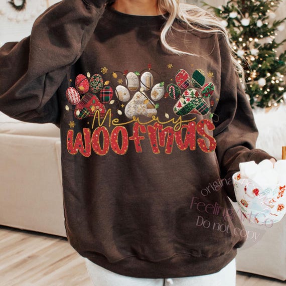 Merry Woofmas PNG, Dog Christmas Png, Patchwork Paw Prints, Dog Mama PNG, Merry Christmas png, Holiday Sublimation, Vintage Christmas Png