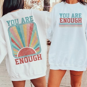You Are Enough PNG, Trendy Summer Design png, Retro Mint sublimation, Retro png, Included 2 files, Positive quotes png, vintage Trend Design