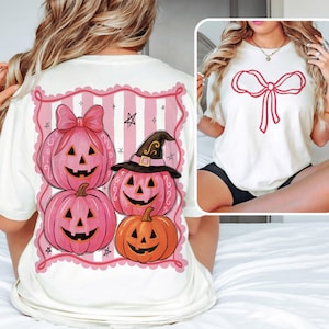 Coquette Halloween Sublimation, Pink Halloween Pumpkin PNG, Cute Witch Hat Jack O Lantern, Pastel Spooky Fall Design, Halloween Fall png
