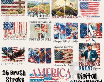 Brushstroke Patriotic Png Bundle, Popular 4Th Of July Bundle, Independence Day Png Bundle, Fourth of July PNG Bundle, Patriotic Shirt Design