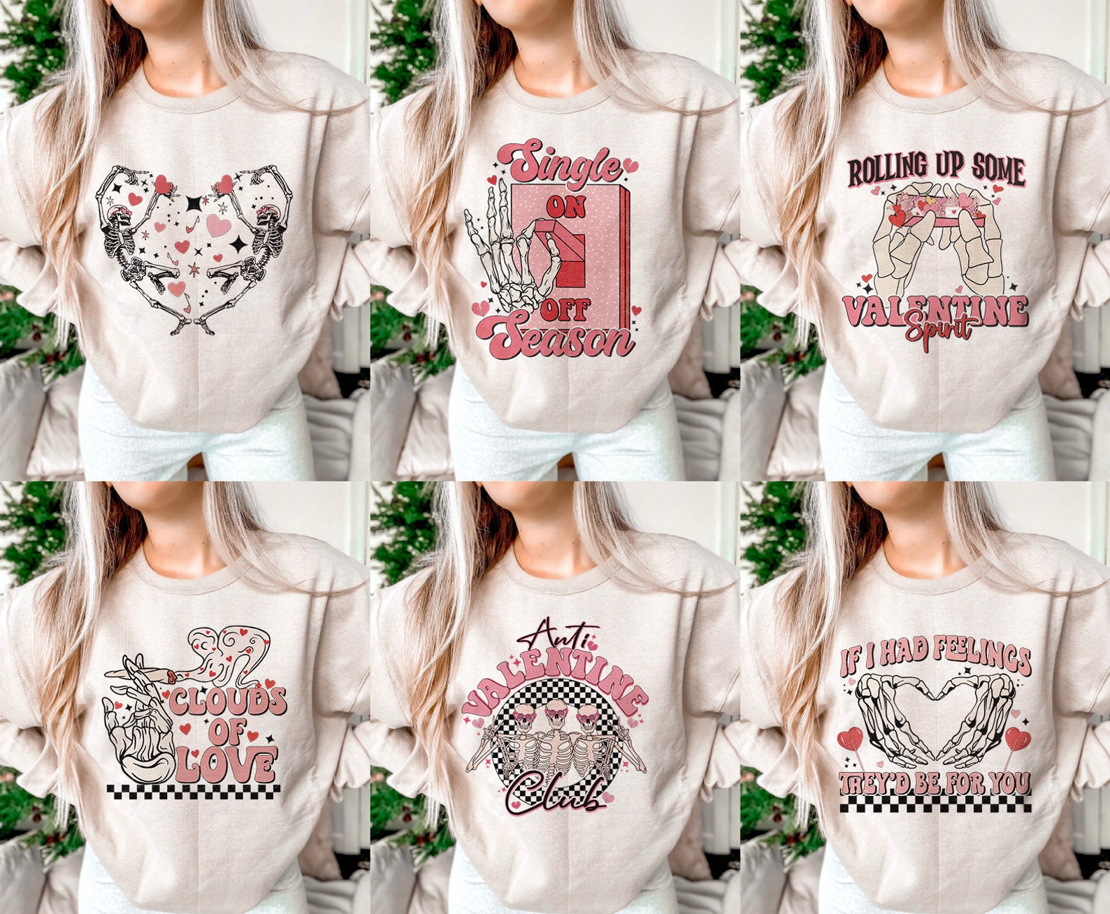 Retro Valentine Skeleton PNG Bundle, Valentines Sublimation Bundle ...