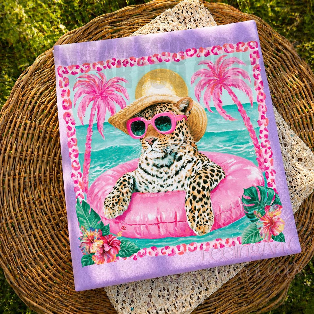 Pink Leopard Pattern Preppy Preppy Leopard Summer PNG, Pink Tropical Beach Leopard Shirt Design ...