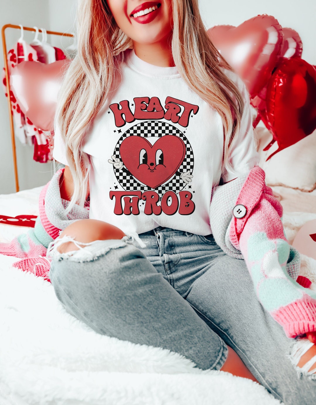 Heart Throb PNG, Kids Valentine Png, Love Png, Funny Valentines Day Shirts, Baby Boy Valentine