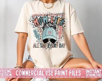 Mom Life Leopard PNG, Summer Mama png, Mom sublimation, Retro png, Messy Bun png, spring mama png, vintage mama png, Sublimation Design