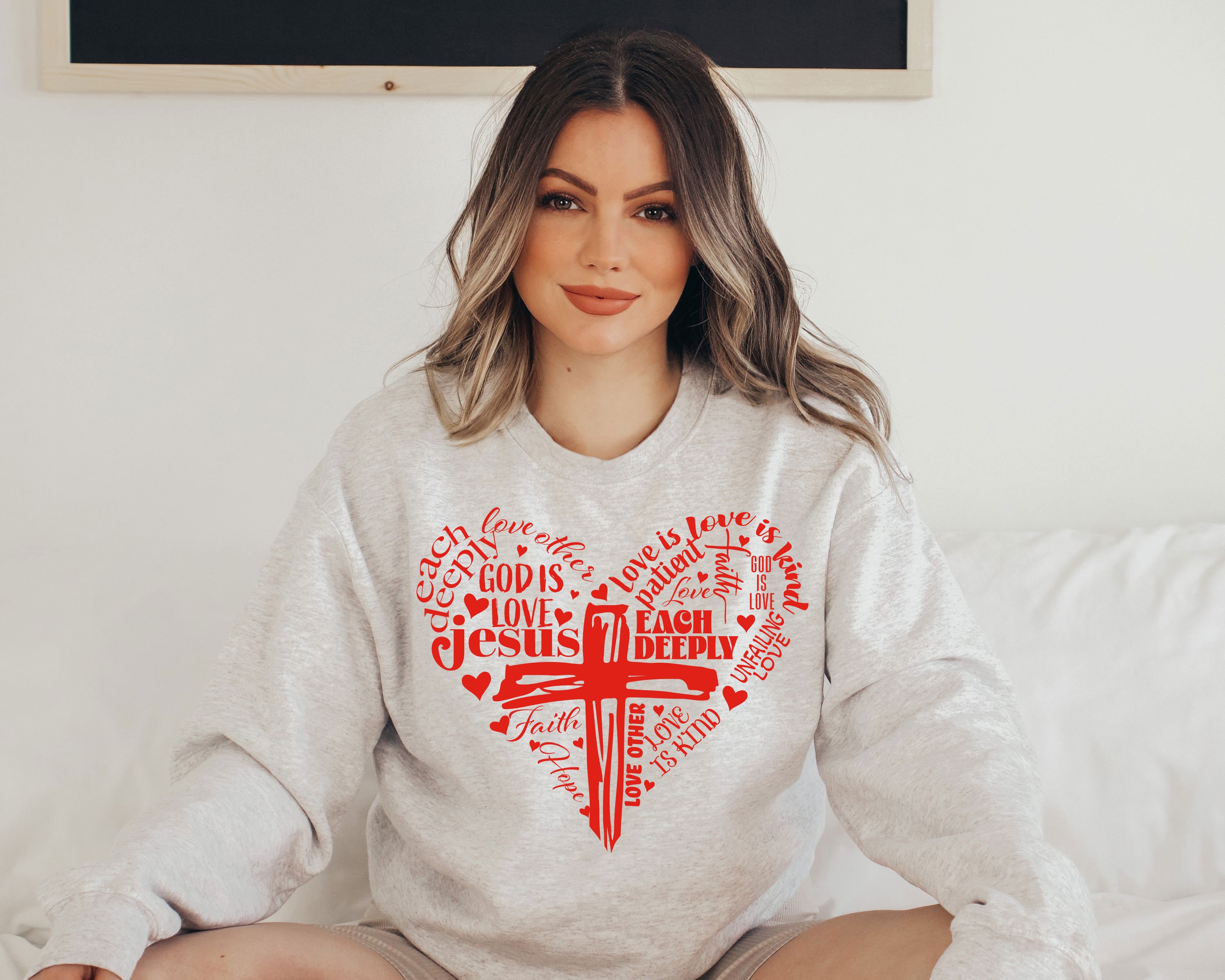 Jesus is Love, Word Heart Cross Valentine&#39;s day SVG File for shirt, Cutting Machine, Silhouette Cameo, Cricut, Commercial Use Digital Design