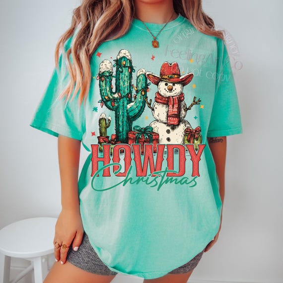 Howdy Christmas PNG, Western Cowboy Christmas Png, Snowman, Cactus PNG, Rustic Southwestern Holiday PNG, Christmas Sublimation Design