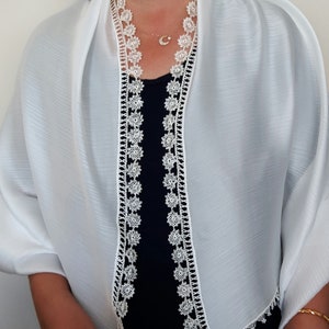 Scarves, White Scarf, Scarf With Needle Lace, Turkish Oya Scarf, Handmade, Veil Lace, Lace Edge Bridal Veil,  Gifts, Gifts for Her