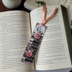 Floral Book Stack Bookmark: Vintage Botanical Laminated Bookmarks